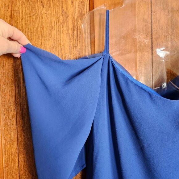 Deep Blue Women’s M Cold-Shoulder Stretch Party Dress – Wedding Guest Chic - Picture 3 of 9
